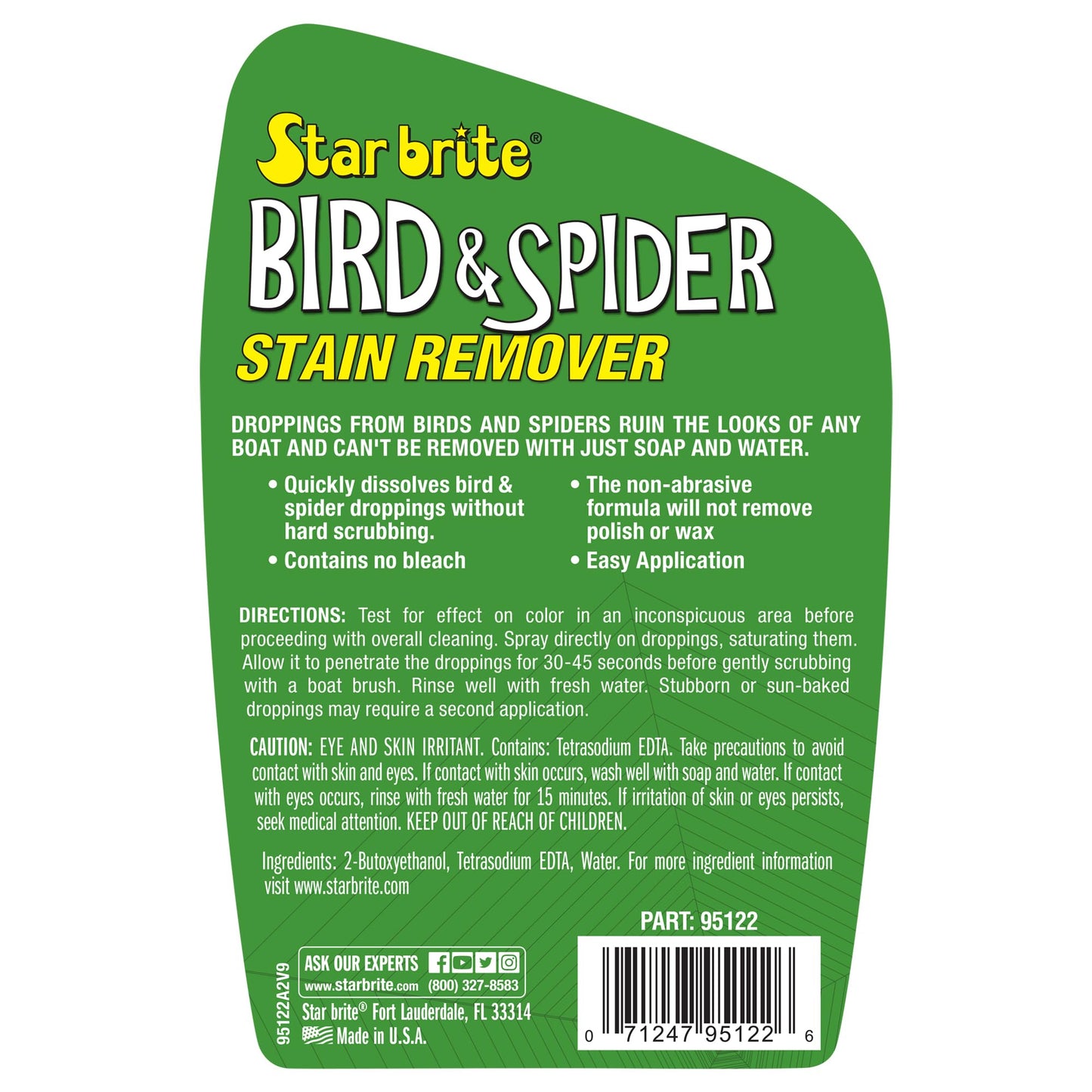 STAR BRITE Spider & Bird Stain Remover Spray - Quickly Dissolve Bird Droppings & Clean up Spider Mess - Won't Remove Polish or Wax (095122SS)