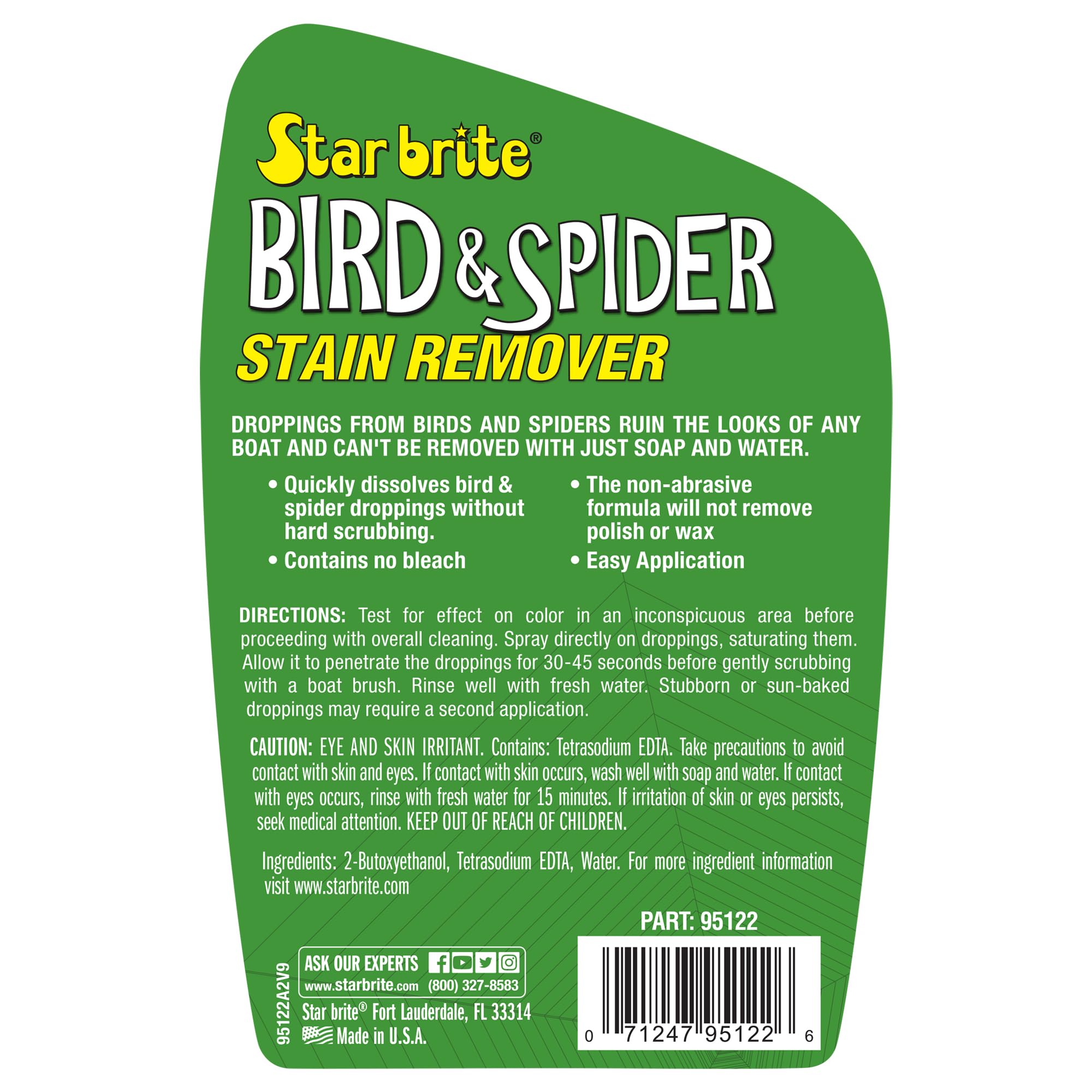 STAR BRITE Spider & Bird Stain Remover Spray - Quickly Dissolve Bird Droppings & Clean up Spider Mess - Won't Remove Polish or Wax (095122SS)