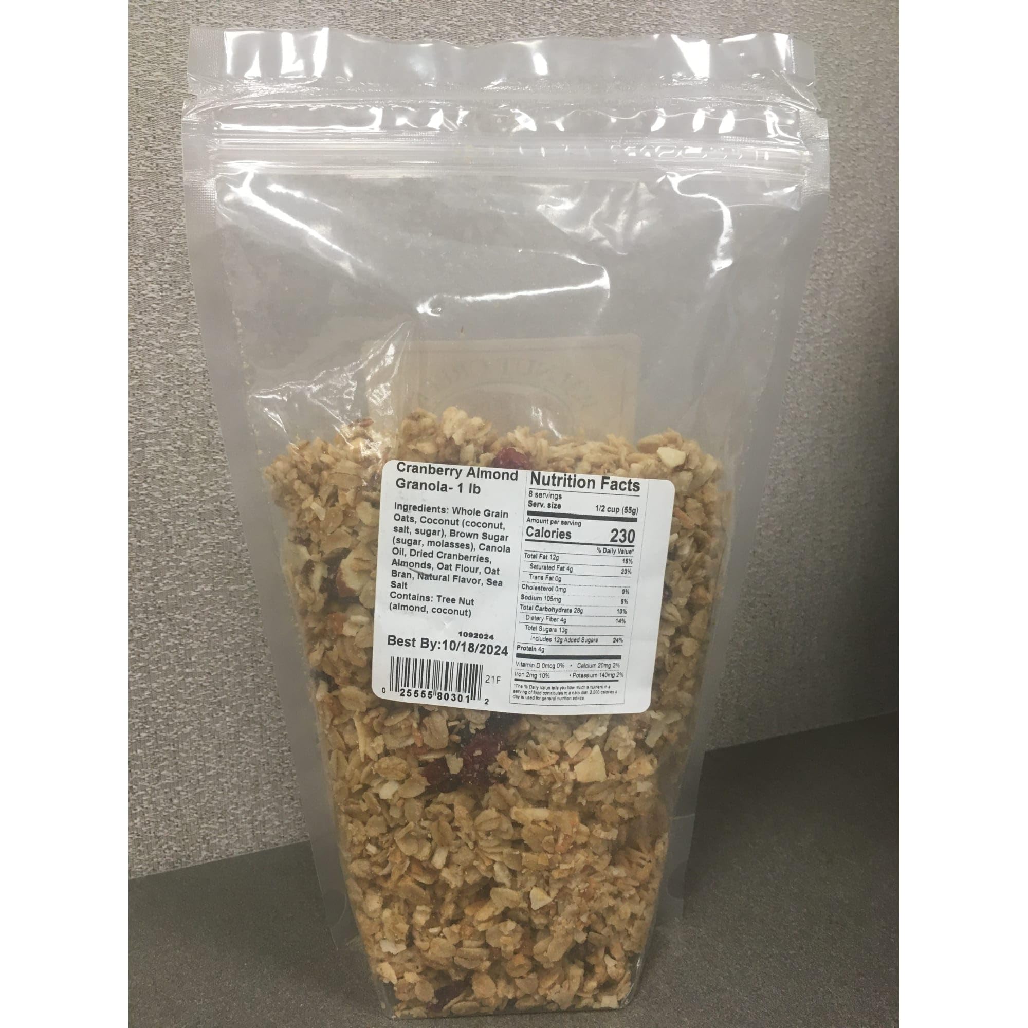 Amish Made Wholesome All Natural Granola Cereal Snack Cranberry Almond Pack of 2