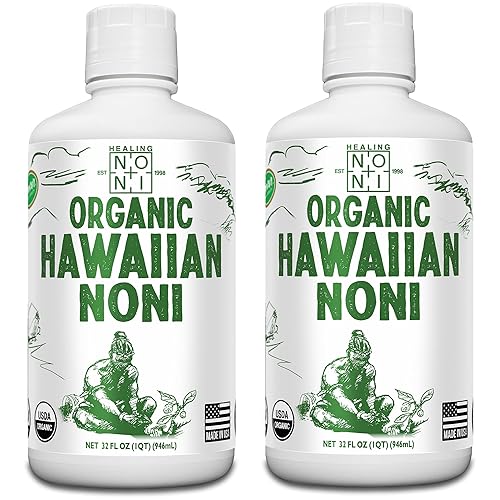 Healing Noni - 2-Pack Plastic Bottle 32oz - 100% Pure Hawaiian Organic Noni Juice - USDA Certified Organic