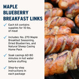 PS Seasoning Maple Blueberry Breakfast Brat Sausage Making Kit for Homemade Links, Complete Seasoning Mix with Real Blueberries and Natural Casings
