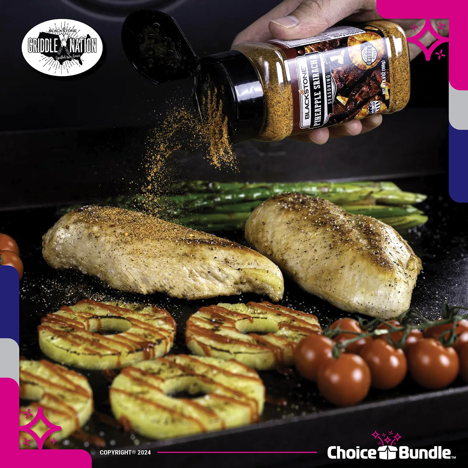 Blackstone Sweet Maple & Pineapple Sriracha Seasoning - Gourmet Griddle Premium BBQ Barbecue Rub 4 Pk Choice Bundle (29 oz) + BBQ Guide & Opener (6