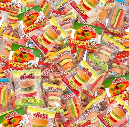 eFrutti Gummy Candy Variety Pack - Sweet & Sour Gummies with Burgers, Mini Burgers, Pizza and Hot Dog Tangy Fruity Gummies Bulk Candy for Home, Office