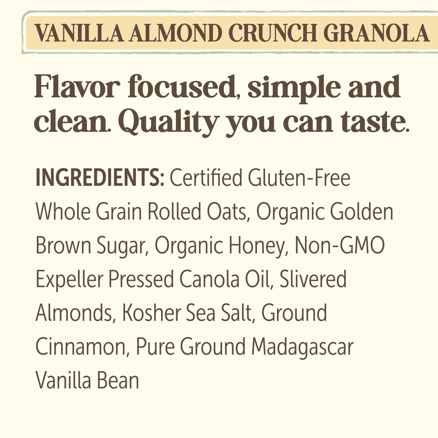 Laura's Gourmet Granola Vanilla Almond Crunch, 2 lb, Gluten-Free Oats, Vegetarian, Dairy & Soy Free Snack, Organic Honey, Almonds & Vanilla, Artisan