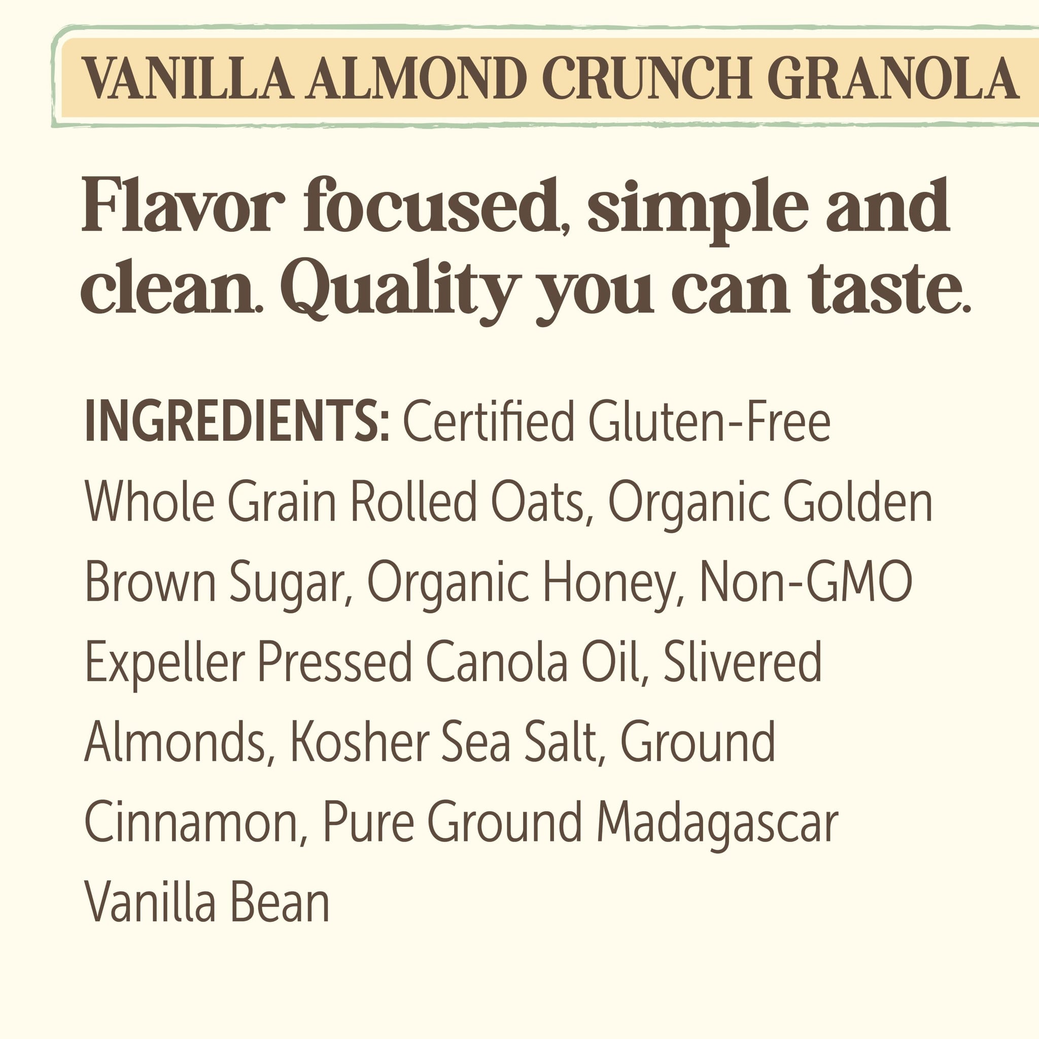 Laura's Gourmet Granola Vanilla Almond Crunch, 2 lb, Gluten-Free Oats, Vegetarian, Dairy & Soy Free Snack, Organic Honey, Almonds & Vanilla, Artisan
