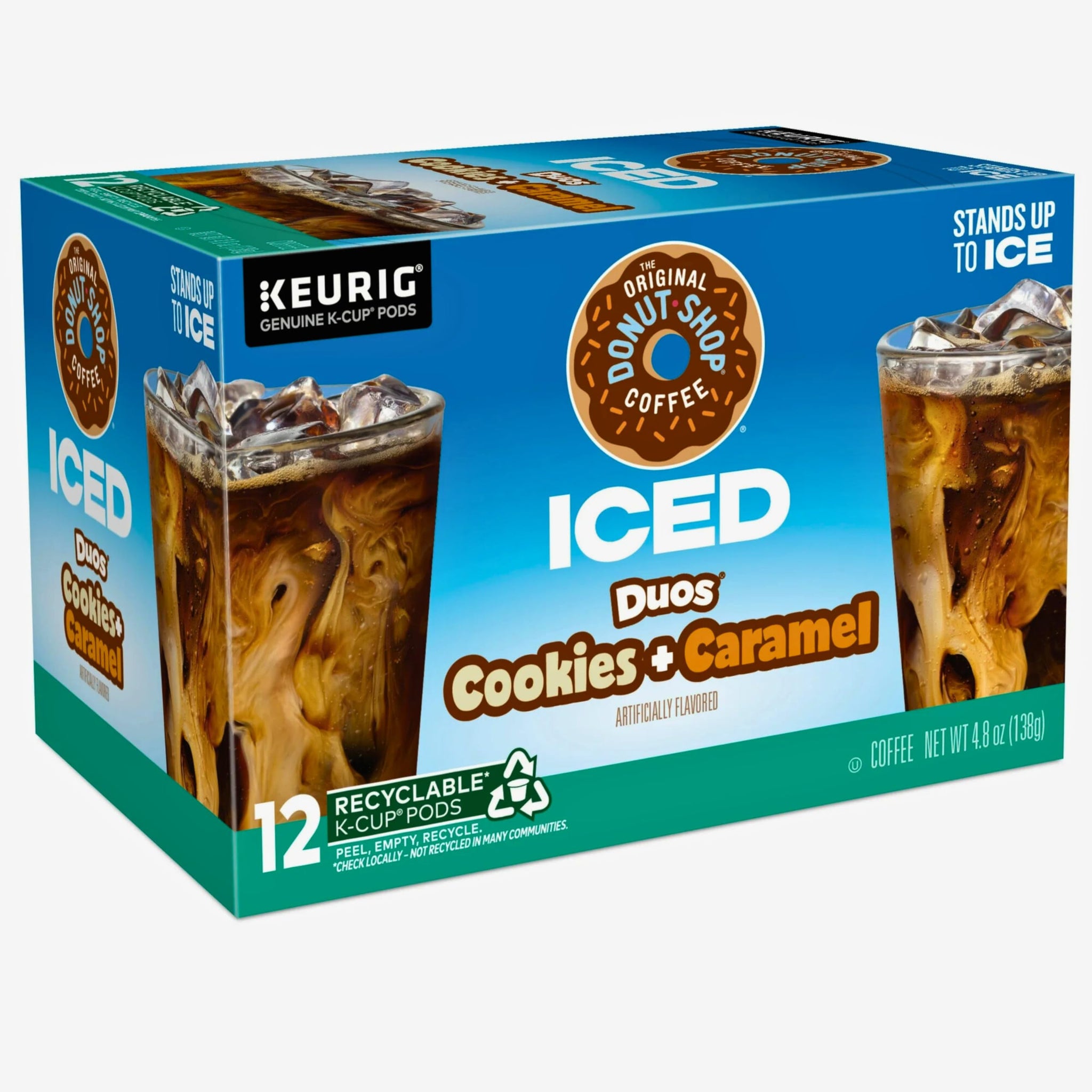 The Original Donut Shop Duos Cookies and Caramel Iced Coffee K-Cup Pods, Medium Roast, Recyclable, 12 Count Box, Specially Crafted for Iced Coffee