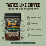 PrimePick's Brewshroom 10 in 1 Mushroom Coffee with 2000mg Adaptogenic Mushrooms, Instant, Arabica Medium Roast, Gluten-Free, Jitter-Free, No Added