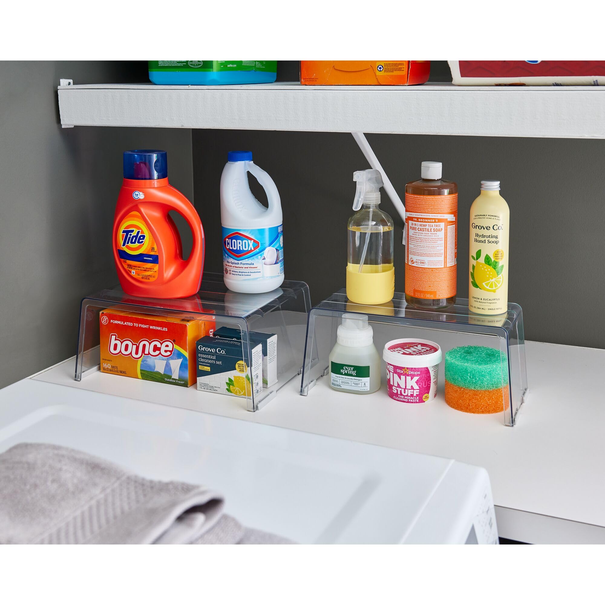 iDesign Recycled Plastic Narrow Laundry Room Organization Detergent Riser - 13.5” x 10” x 6”, Clear Bin