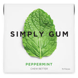 SIMPLY Gum Peppermint, Plastic-Free Natural Chewing Gum, Pack of One (15 Pieces Total) | Vegan, Kosher, Non GMO, Aspartame Free and Sorbitol Free