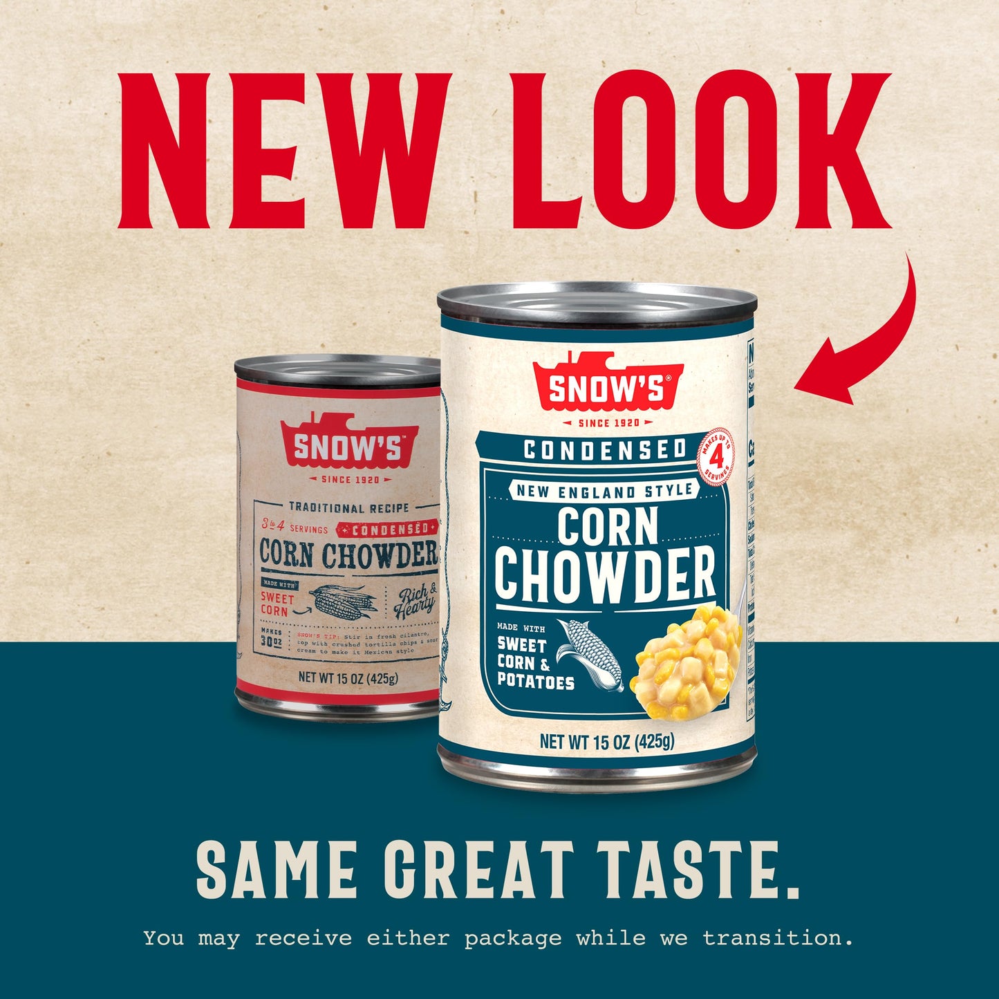 Snow's Condensed Corn Chowder, 15 oz Can - Creamy and Comforting Chowder with Corn, Spices and Hearty Potatoes