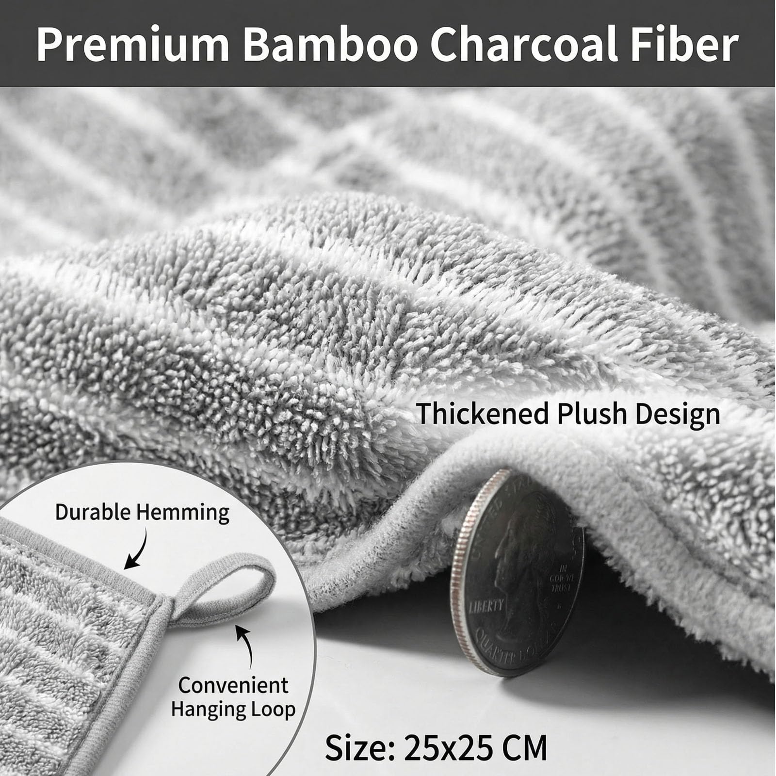 6 PCS Kitchen Cloth Dish Towels Thick Absorbent Cleaning Towels for Kitchen Non Oil Staining Durable Non Shedding Dish Cloths Ideal for Table Wiping