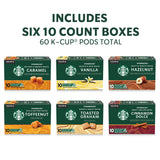 Starbucks K-Cup Coffee Pods, Flavored Hot or Iced Coffee, Variety Pack, 60 Keurig Pods