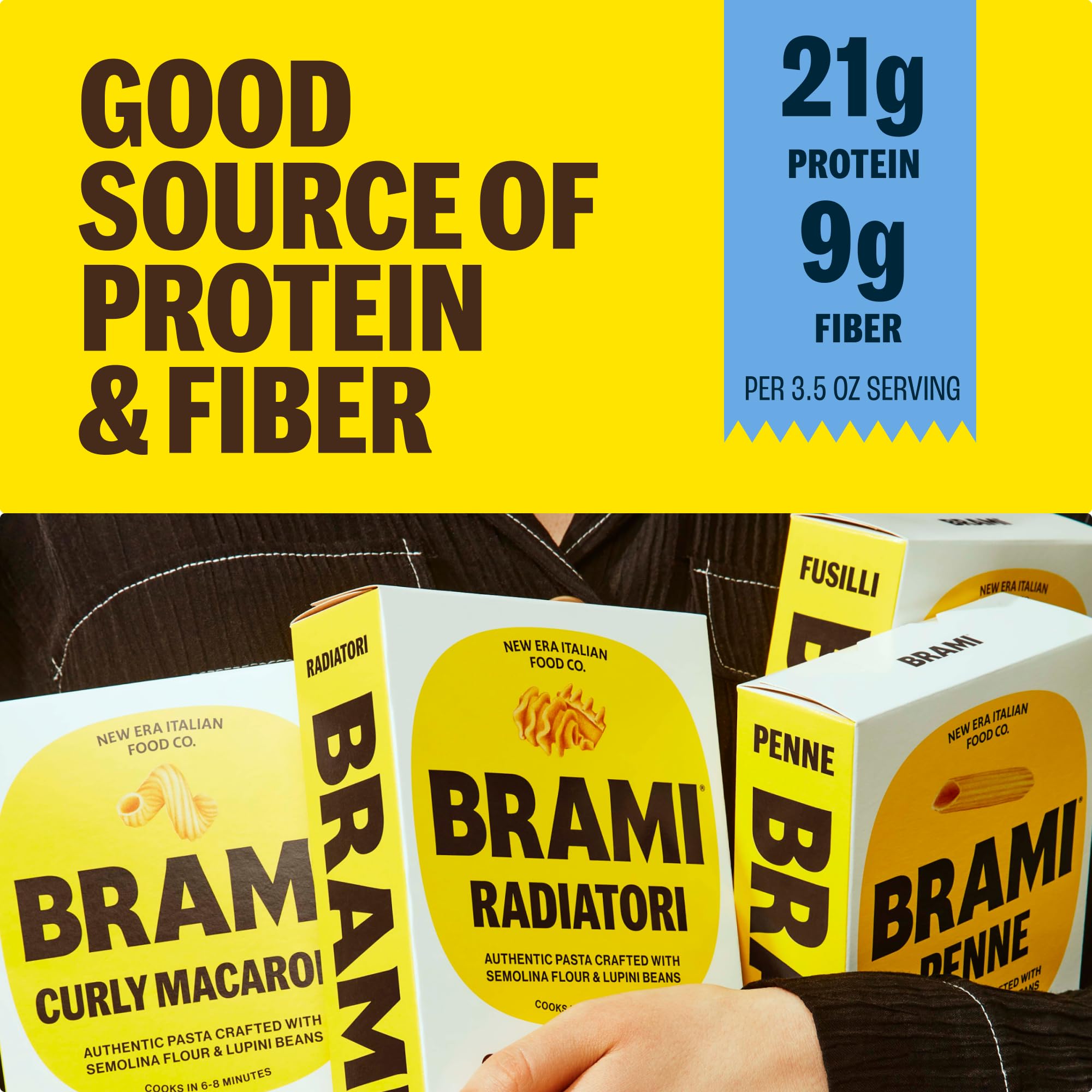 Brami Italian Protein Pasta, Spaghetti | Low Carb | High Fiber | High Protein | Non-GMO | Keto | Made in Italy | Dry Pasta | Semolina | Fortified