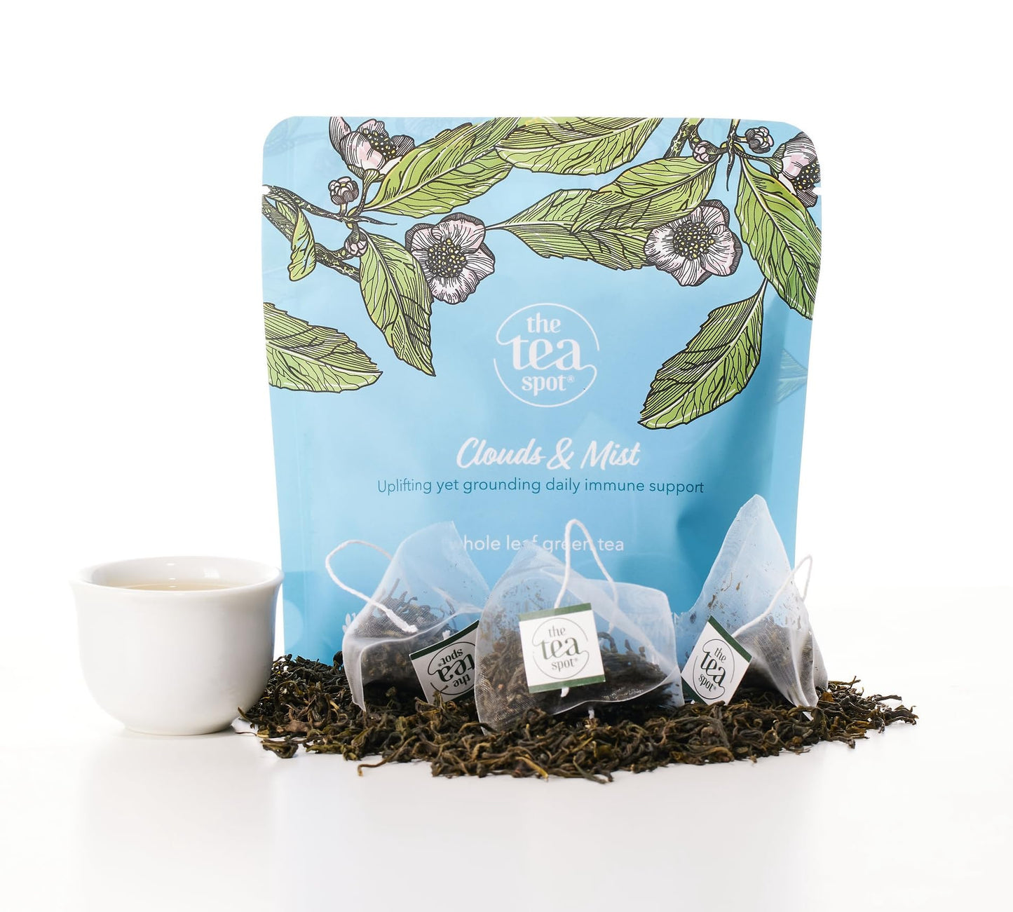The Tea Spot Organic Clouds and Mist Green Tea | Yunwu Organic Green Tea with Smoky, Vegetal, and Citrus Aromas | 15 Tea Bags