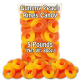 Peach Rings Gummy Candy (5 Pound Bag) 80oz. Bulk Chewy Authentic Taste Gourmet Candies