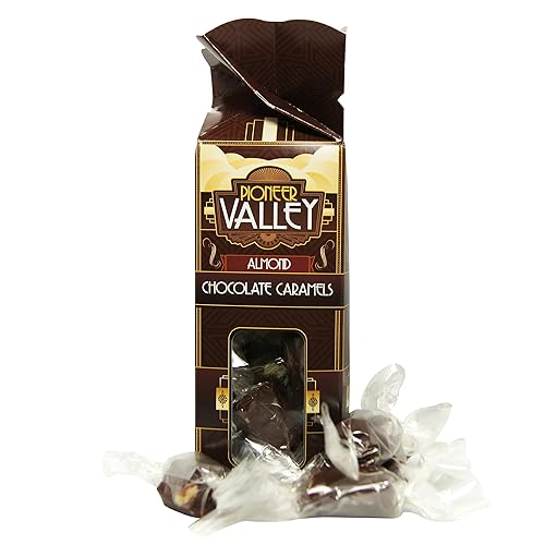 Pioneer Valley Almond Chocolate Caramels 8oz Box (Soft, Premium, Artisanal Caramels)