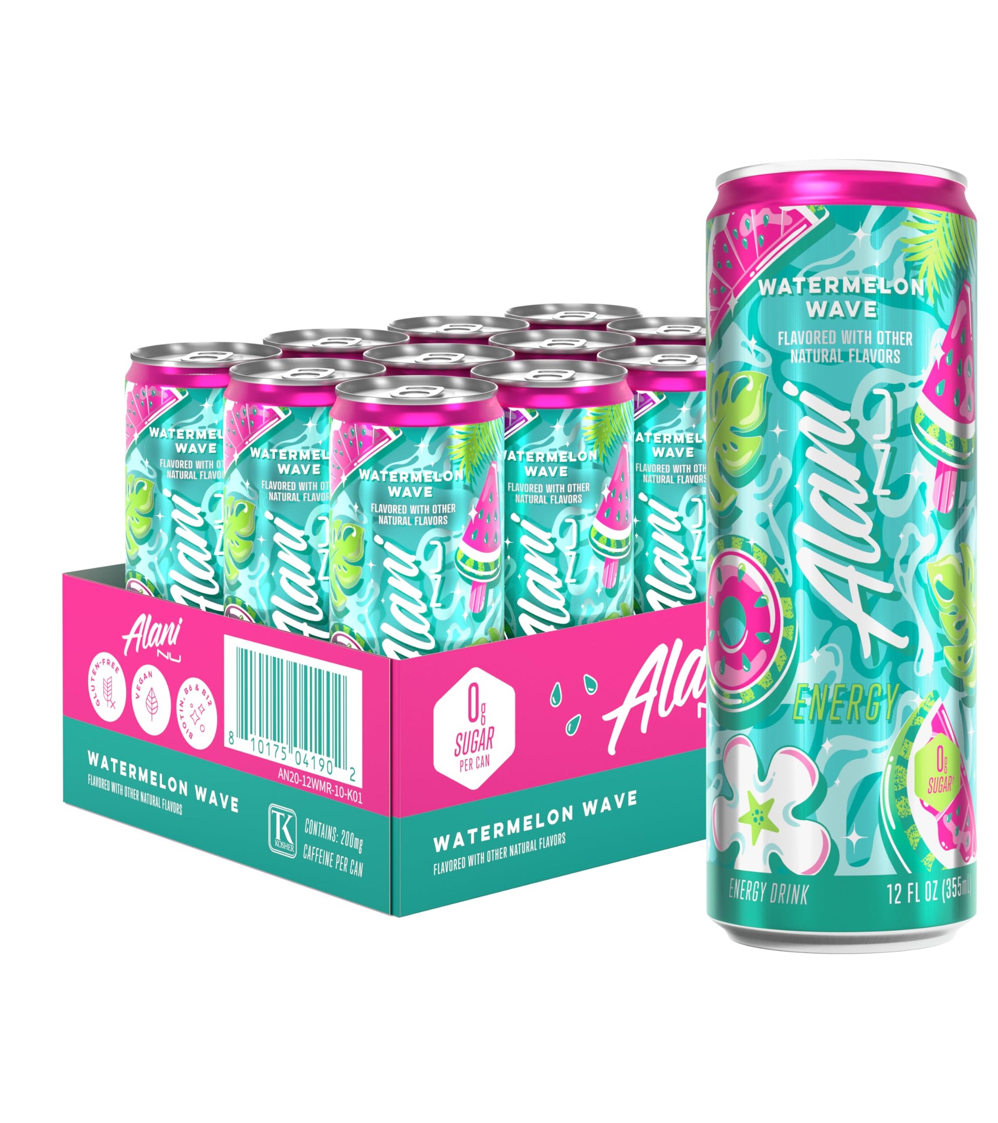 Alani Nu Watermelon Wave Sugar Free Energy Drink (Pack of 12)
