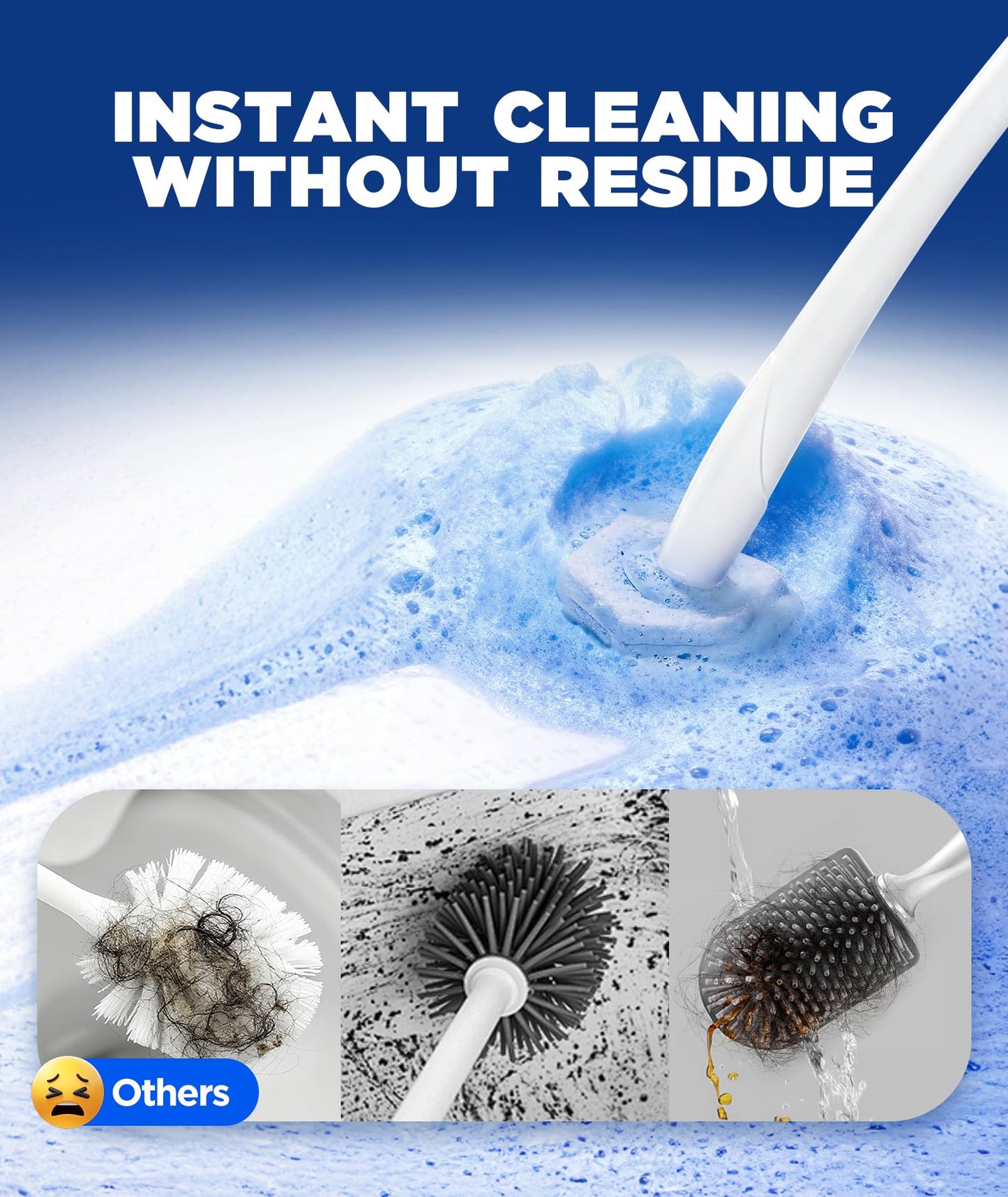 62 Count Toilet Wand Refills For Clorox Wand, 3-Layer Brush Heads with Upgraded Toilet Bowl Cleaners For 99.9% Stains Removal