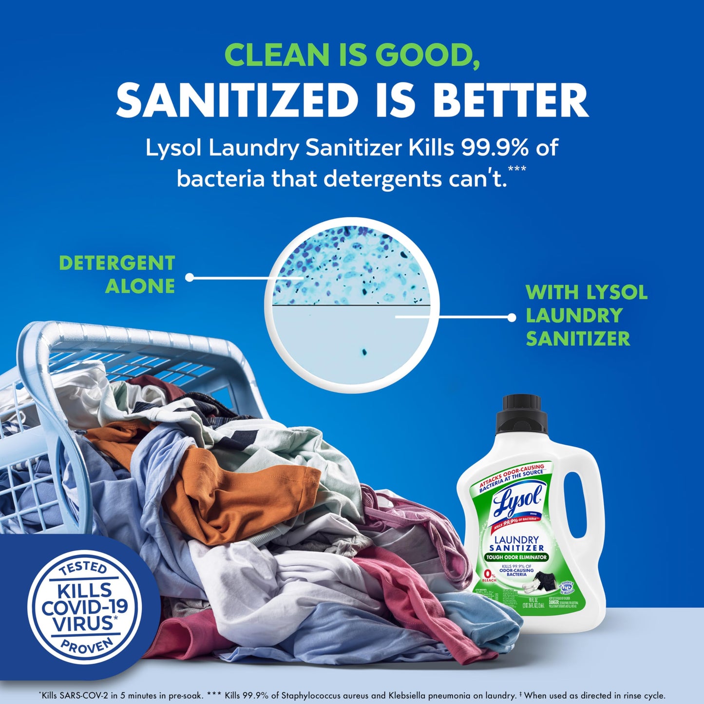 Lysol Tough Odor Eliminator Laundry Sanitizer Additive, Sanitizing Liquid for Gym Clothes and Activewear, 0% Bleach, Eliminates Odor Causing Bacteria