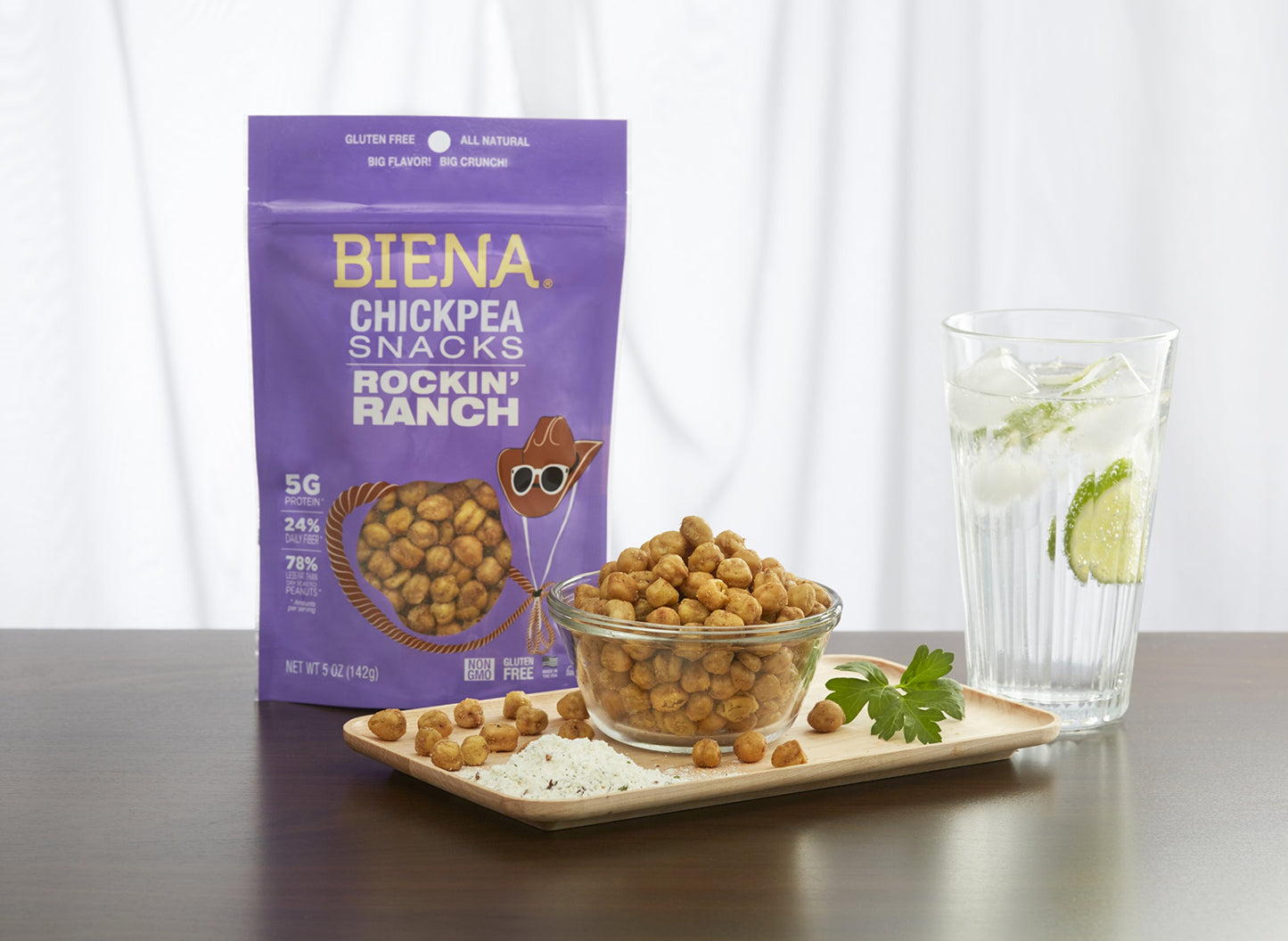 BIENA Rockin' Ranch Chickpea Snacks | Gluten Free | Vegan | Dairy Free | Plant-Based Protein (Single 5 oz. Bag)