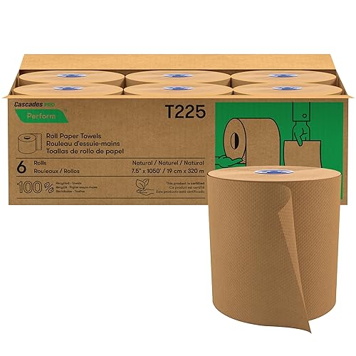 Cascades PRO Perform High Capacity Roll Paper Towels for Tandem Dispensers 1-Ply - 1050 ft Rolls, 100% Recycled, Compostable, Long-Lasting, 6