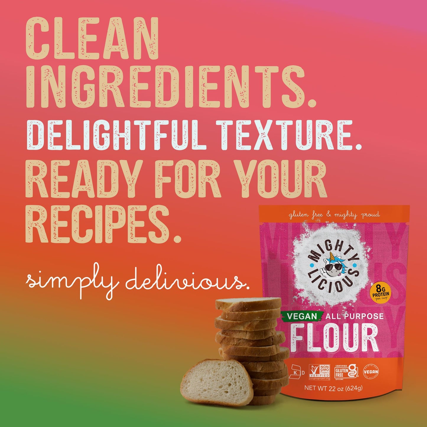 MIGHTYLICIOUS Gluten-Free, Plant-Based All-Purpose Flour, Superfine Rice Flour, Plant-Based, Non-GMO, Allergen-Friendly Baking Flour, Ideal for Cakes