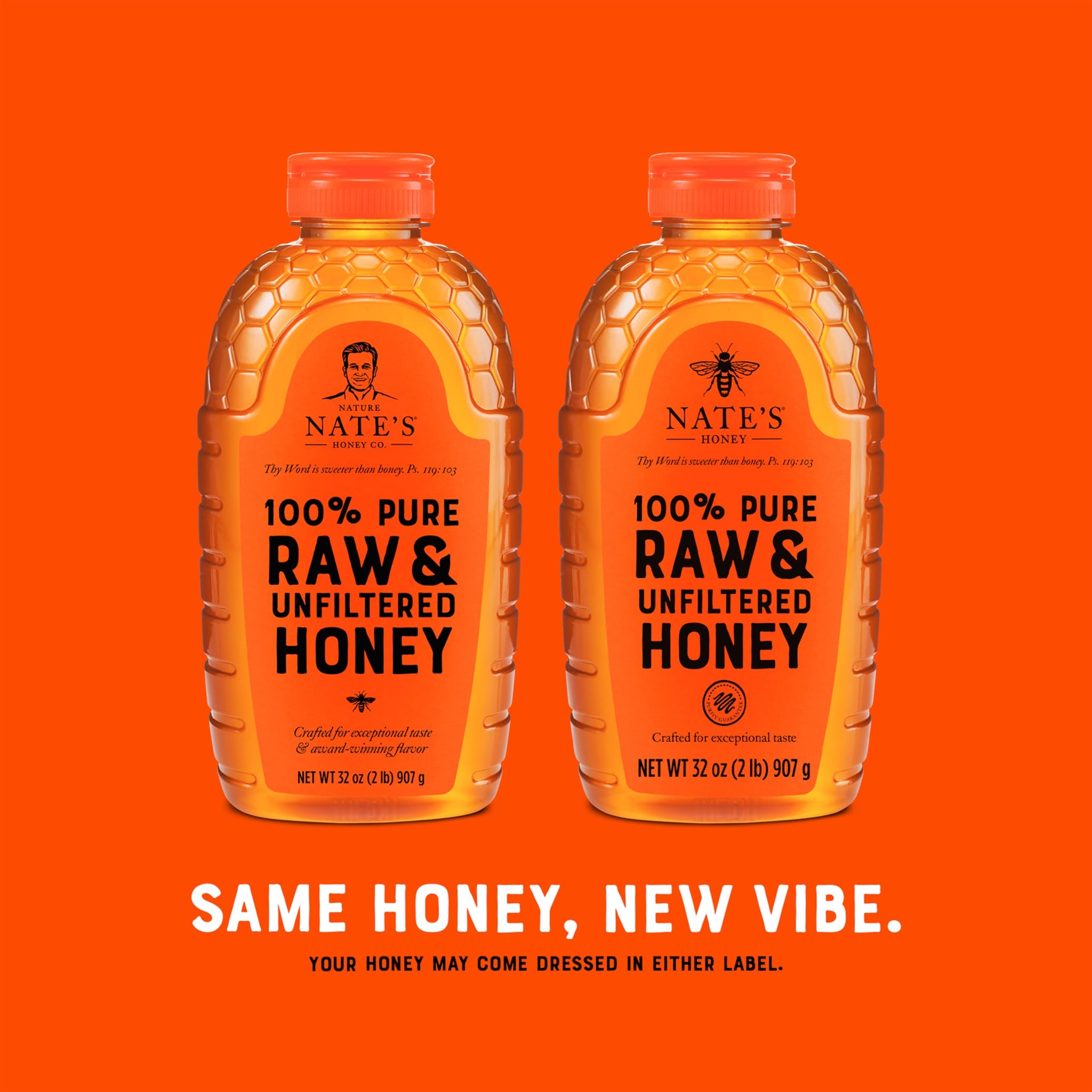 Nate's 100% Pure, Raw & Unfiltered Honey - Award-Winning Taste, 32oz. Squeeze Bottle