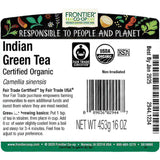 Frontier Co-op Indian Green Tea, 1lb Bulk Bag - Organic Green Tea Loose Leaf - Perfect for Refreshing Loose Leaf, Lattes, Smoothies and More