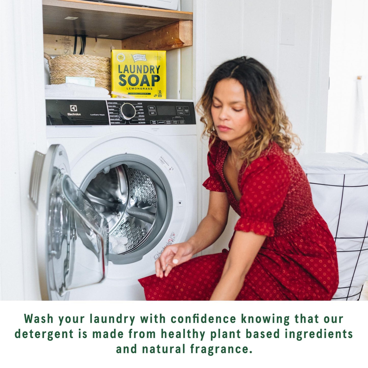 Ingredients Matter Powder Laundry Soap - Lemongrass Scent, Hypoallergenic Detergent, Natural & Eco-Friendly, Plastic Free, Made in USA, Natural