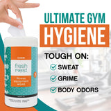 Fresh Nest Fitness Equipment Wipes - Cleaning Wipes for Yoga Mats, Pilates Studios, Gyms, Peloton & Cycle Bikes, Spas - Fragrance-Free Wipes Surface