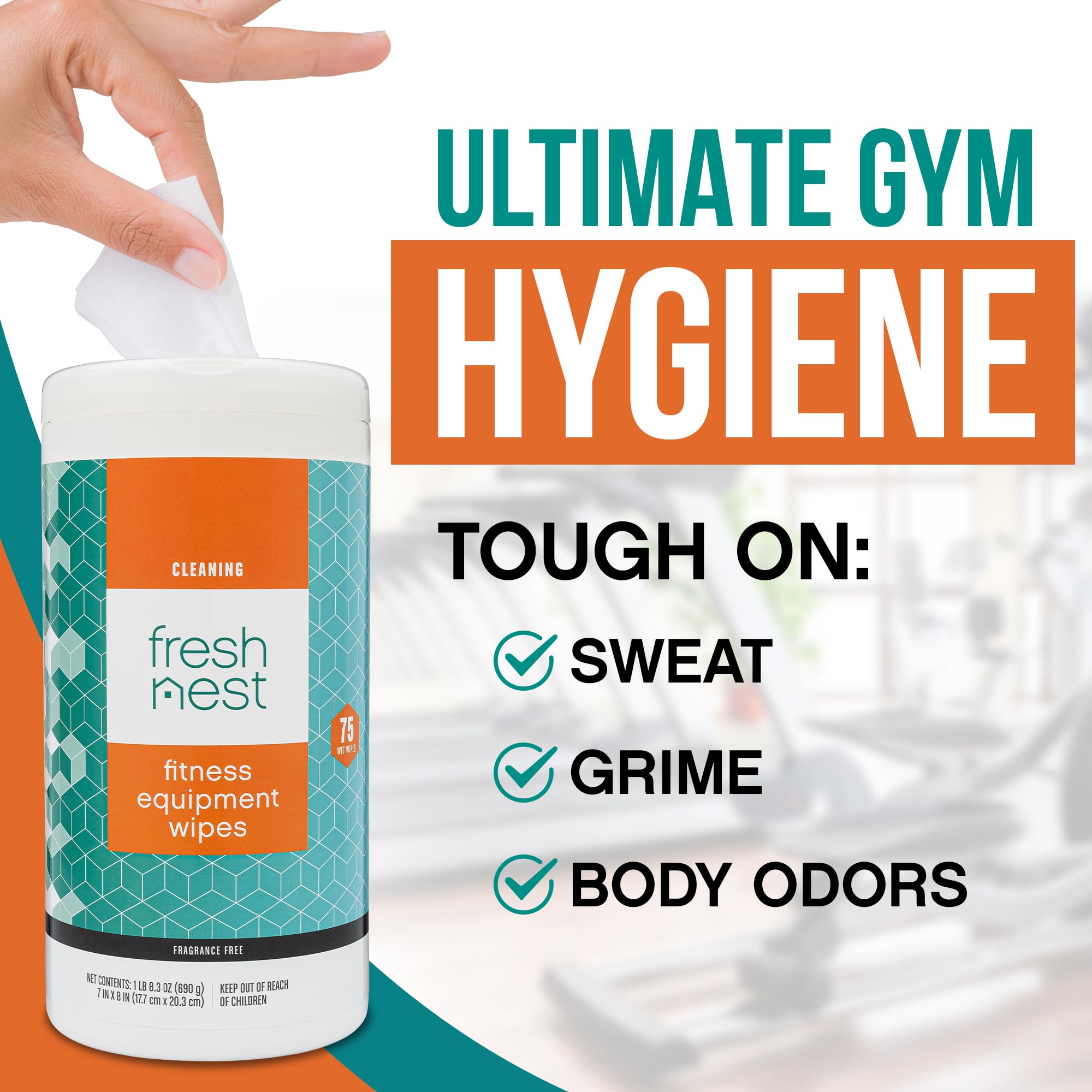 Fresh Nest Fitness Equipment Wipes - Cleaning Wipes for Yoga Mats, Pilates Studios, Gyms, Peloton & Cycle Bikes, Spas - Fragrance-Free Wipes Surface