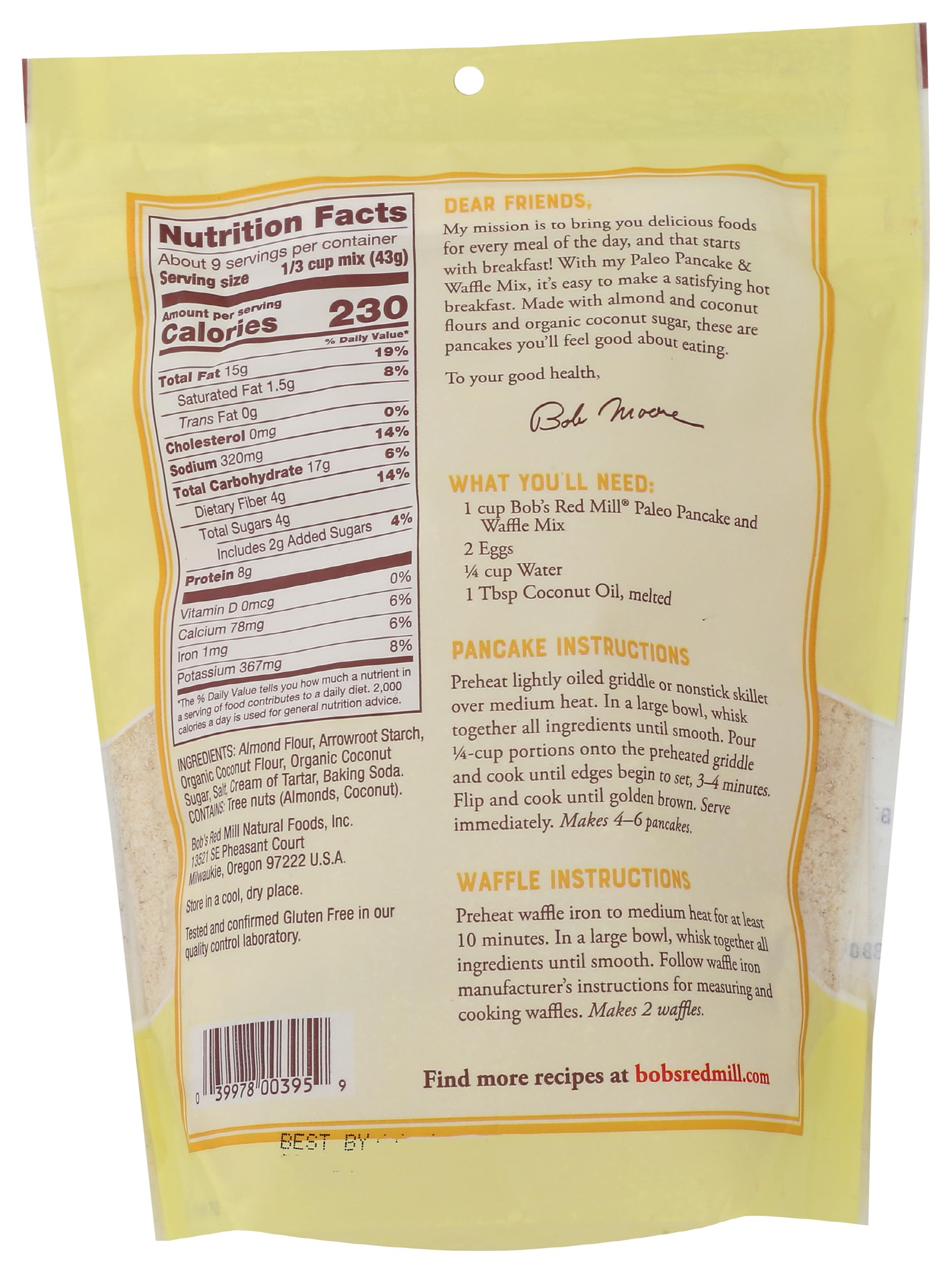 Bob's Red Mill Paleo Pancake, 13oz (Pack of 1) - Non GMO, Paleo Friendly, Kosher