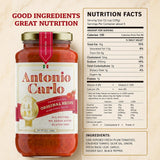 Antonio Carlo 3rd Generation Italian-Style Handmade Gourmet Marinara Pasta Sauce - Non-Dairy, Gluten-Free, Fresh Pasta Sauce with No Sugar Added