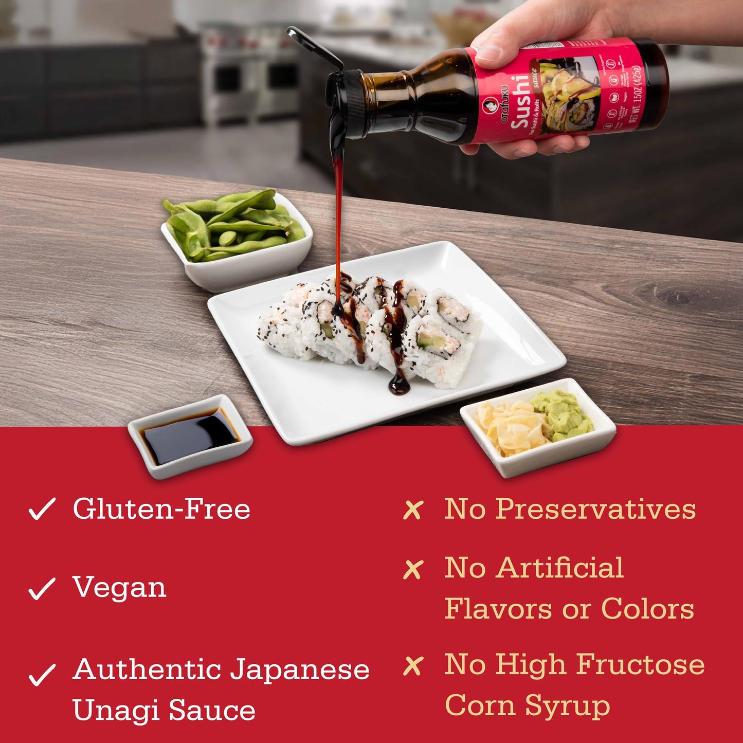 Otafuku Sushi Eel Sauce for Sushi Rolls, Japanese Unagi Sauce Gluten Free, 15 Oz