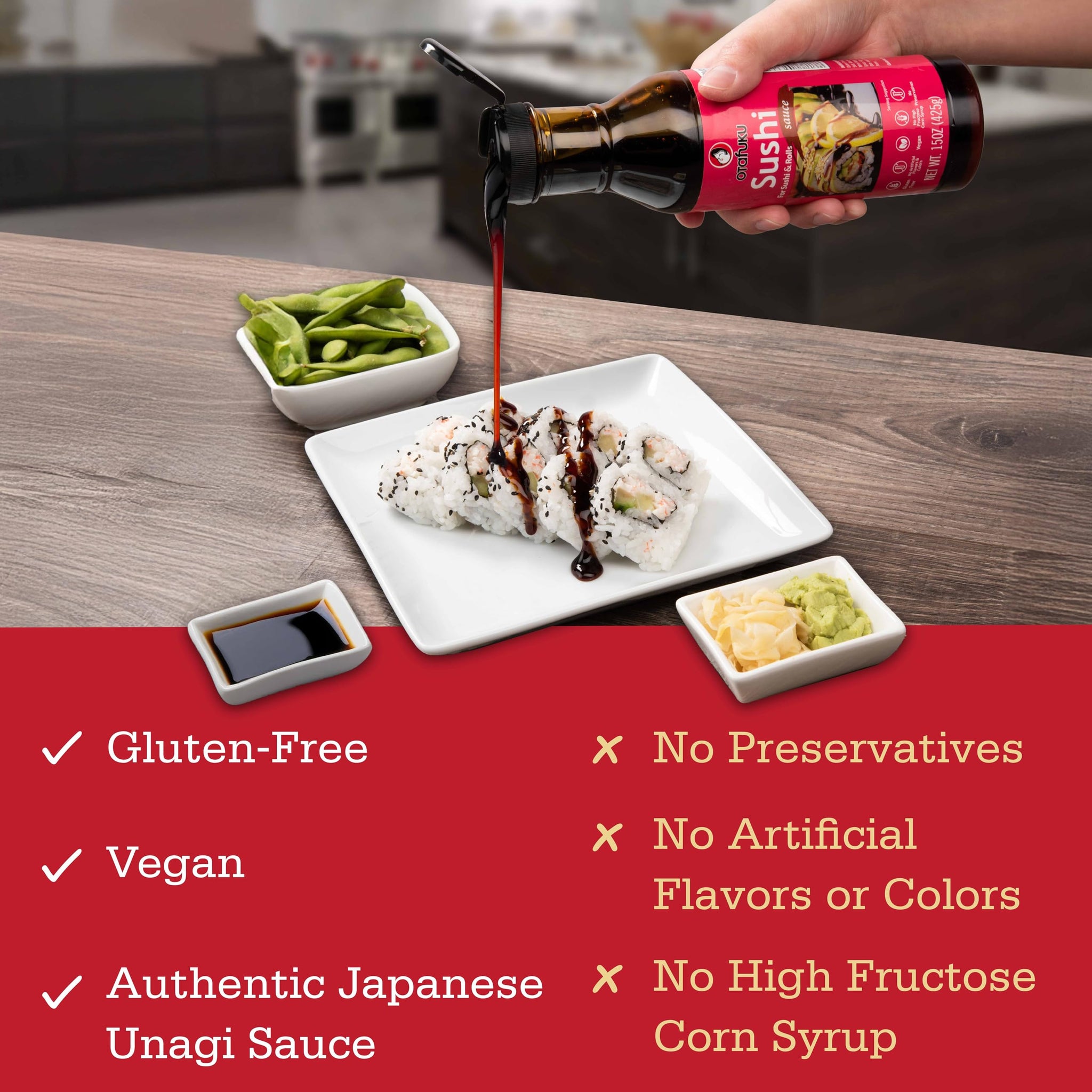 Otafuku Sushi Eel Sauce for Sushi Rolls, Japanese Unagi Sauce Gluten Free, 15 Oz
