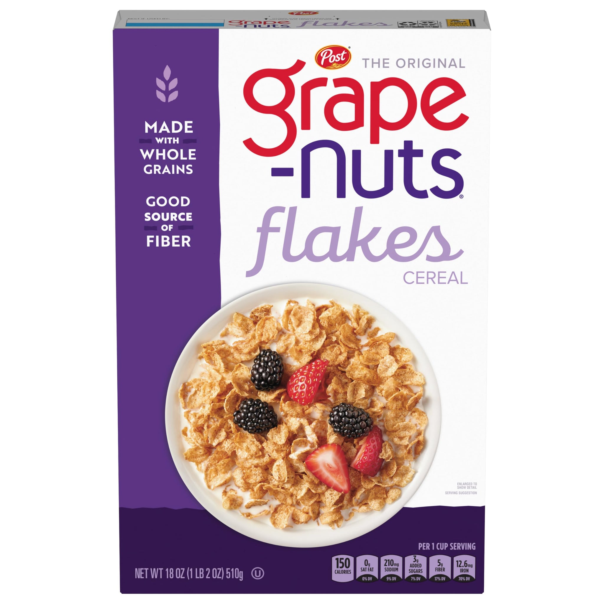 Grape Nuts Flakes Cereal, Low Fat, 18 oz Box