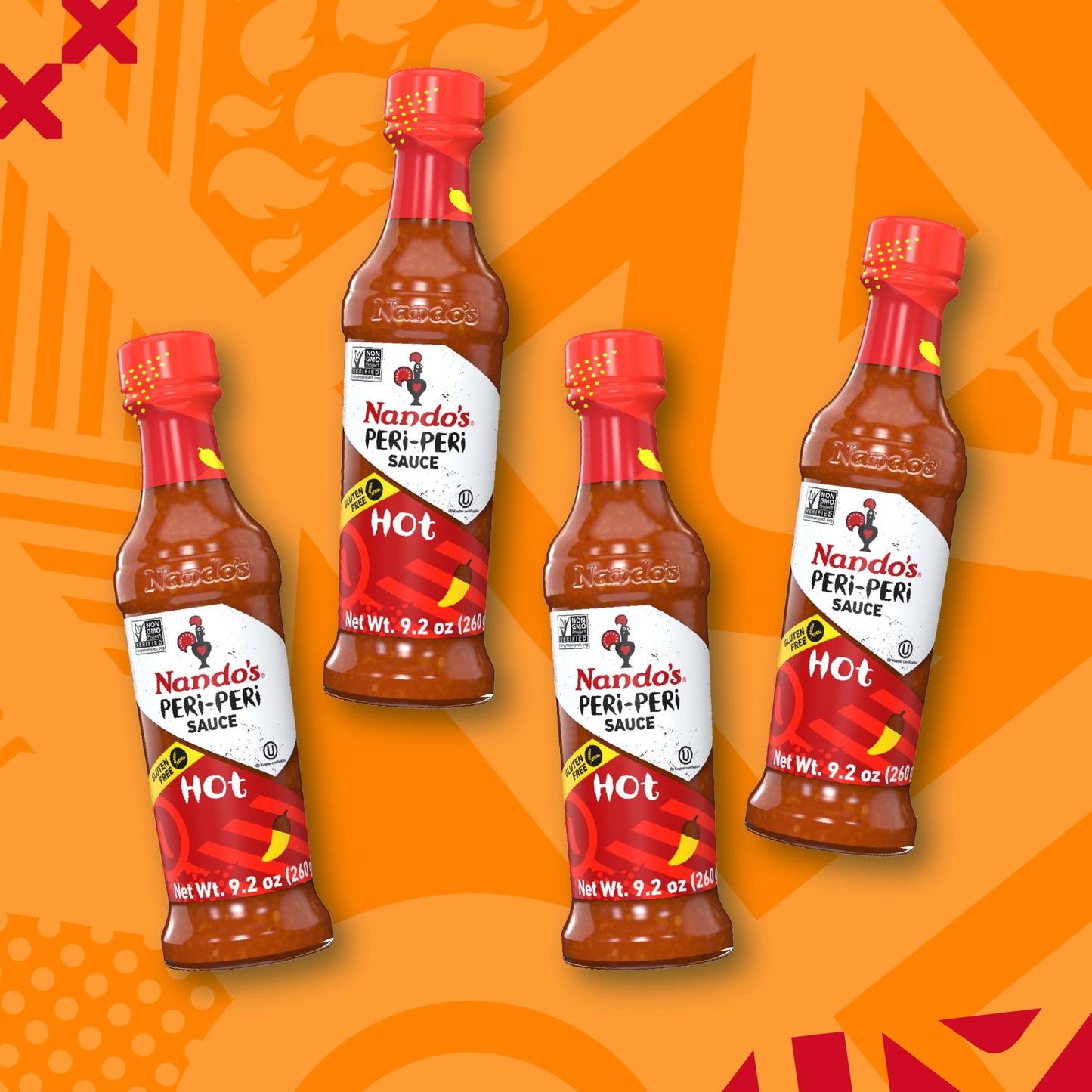 Nando's Hot PERi-PERi Sauce - Hot Heat Fiesty Blend of Garlic & Herbs - Great Substitute for Siracha | Gluten Free | Non GMO | Kosher - 9.1 oz Bottle