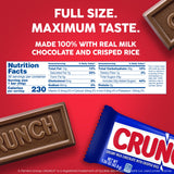 CRUNCH Full-Size Candy Bar, Creamy Milk Chocolate with Crunchy Crisped Rice, 36 Individually Wrapped Bars, 1.55 oz Each