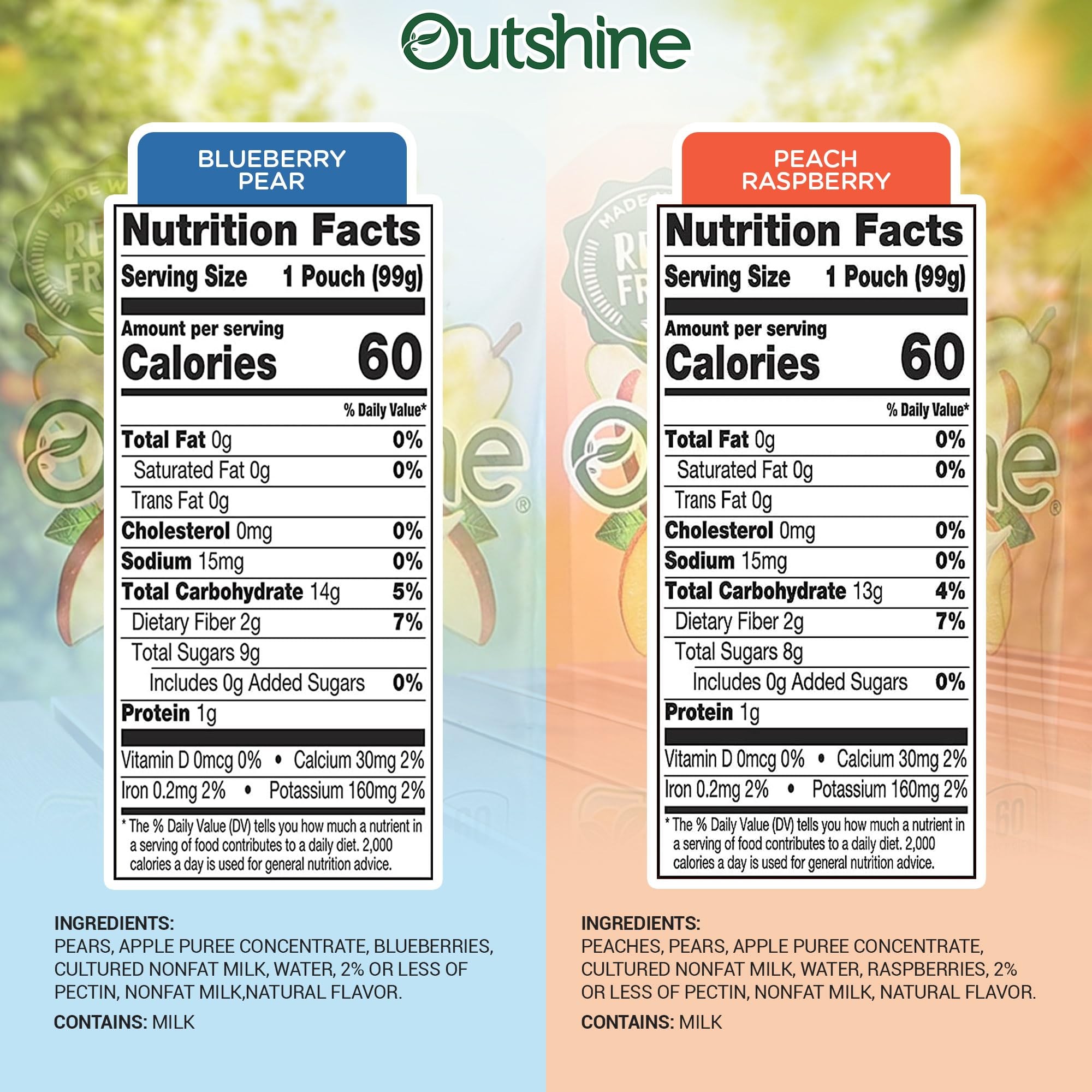 Outshine Fruit Smoothie Pouches Variety Pack - Ready-to-Drink Smoothies -Perfect for Kids and Adult On-the-Go -Fruit & Yogurt Pouches for Snacking