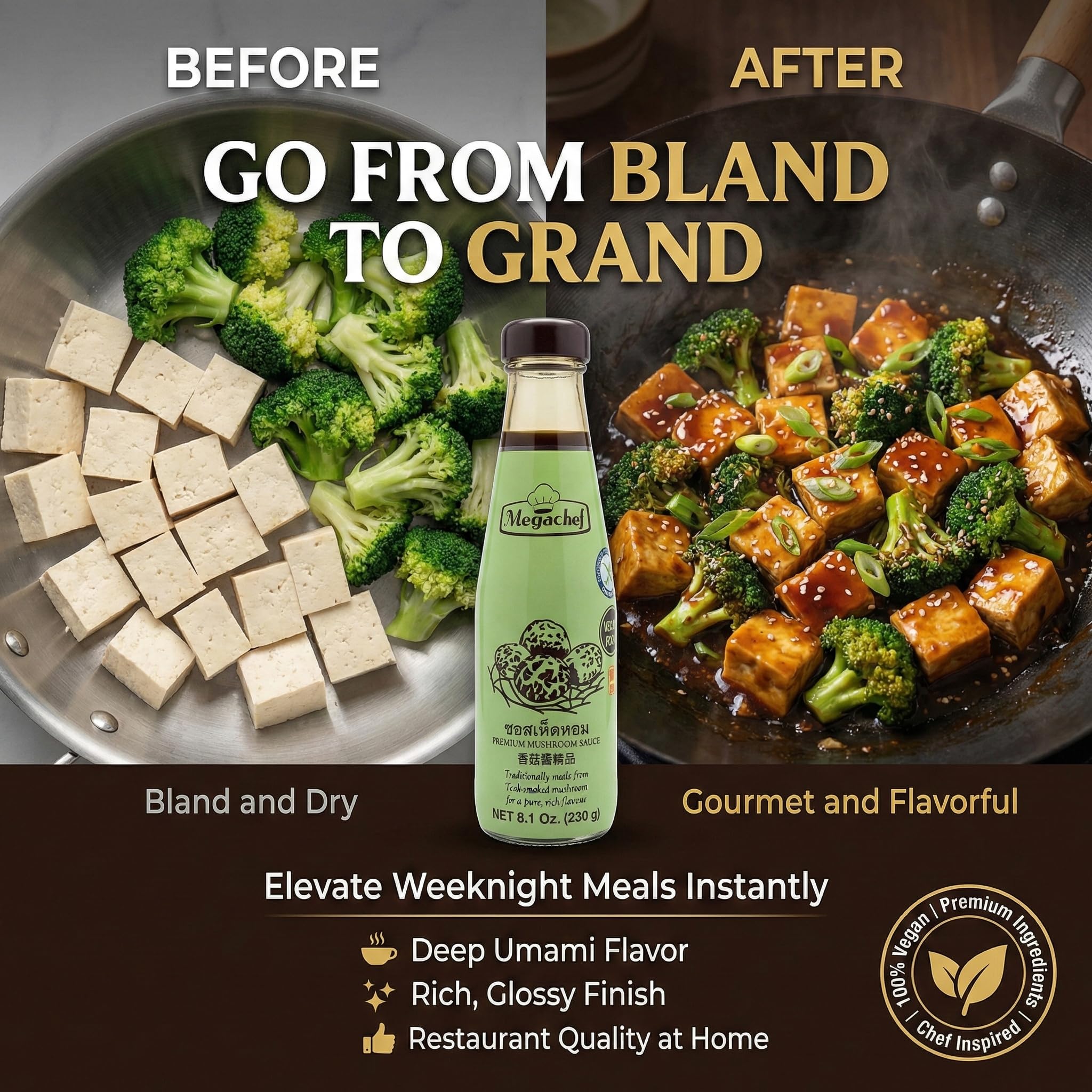 Megachef Premium Mushroom (Vegan Oyster) Sauce 8.1Oz (230g)