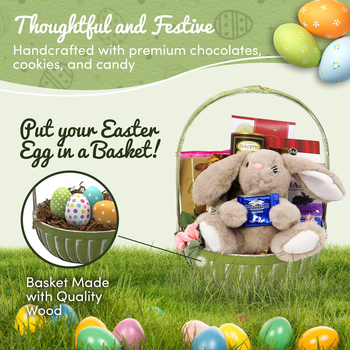 Gift Basket Village Happy Easter Gift Basket, Festive Easter Basket for Kids & Adults, Thoughtful Easter Gift & Care Package, Easter Basket Ideas