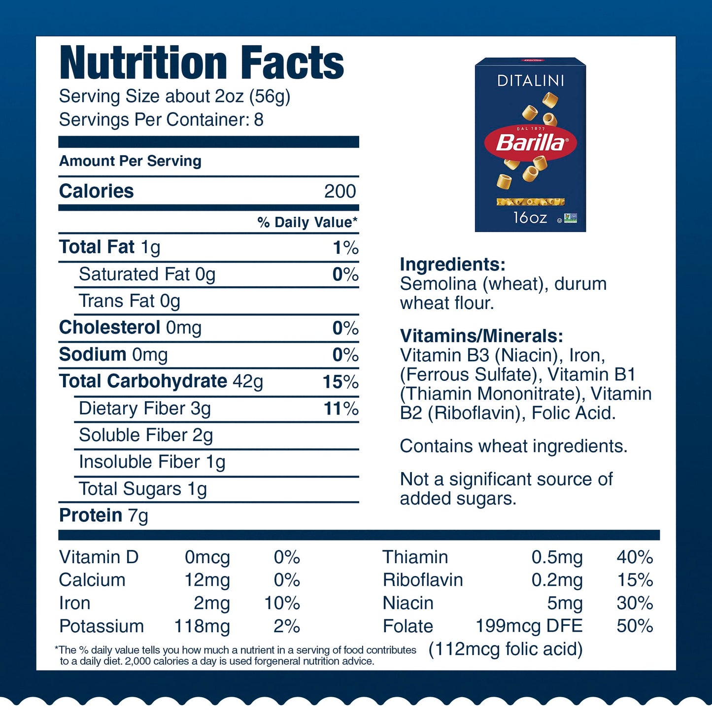 Barilla Ditalini Pasta, 16 oz. Box (Pack of 16) - Non-GMO, Made with Durum Wheat Semolina - Kosher Certified