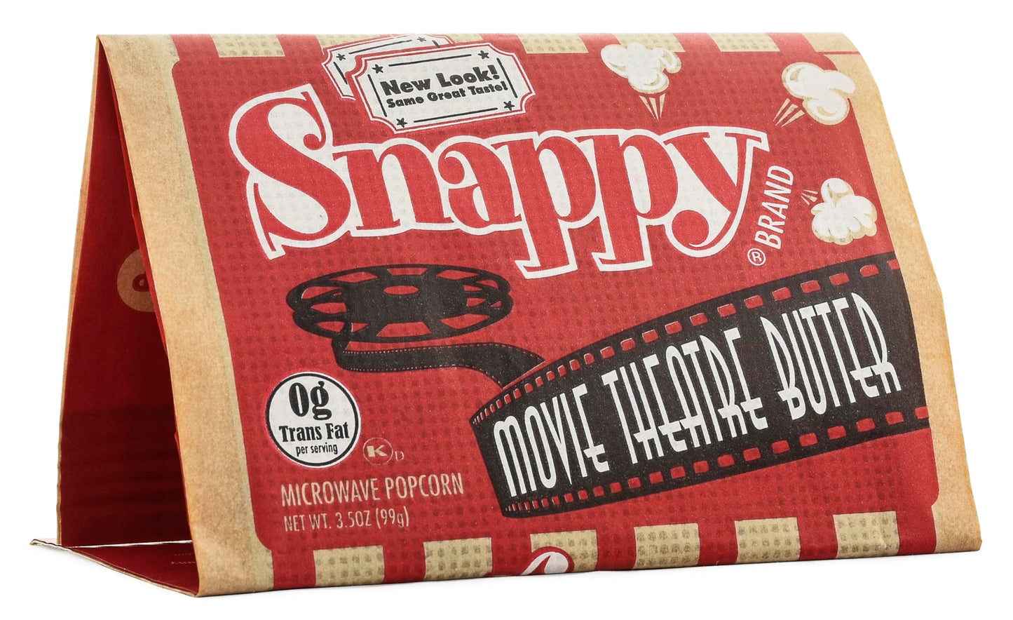 Snappy Movie Theater Butter Microwave Popcorn, 3.5 oz Large Bags, 48 Pack, Non-GMO, Whole Grain