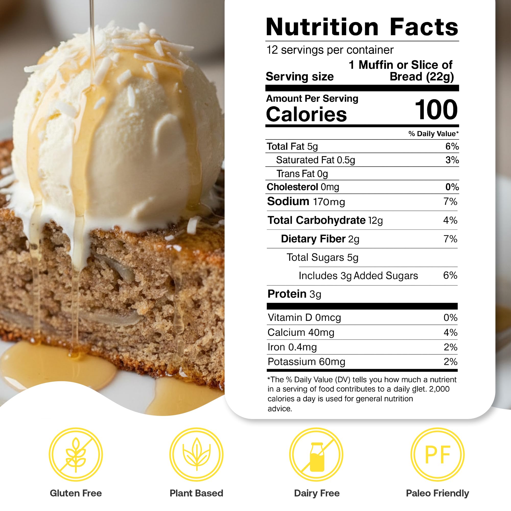 Quay Naturals Grain-Free Banana Bread & Muffin Mix, 9 oz - Almond Flour Baking Mix for Gluten Free Bread, Cake Mix & Brownie Mix, Made with Coconut Sugar, Non-GMO, Dairy-Free, Vegan-Friendly