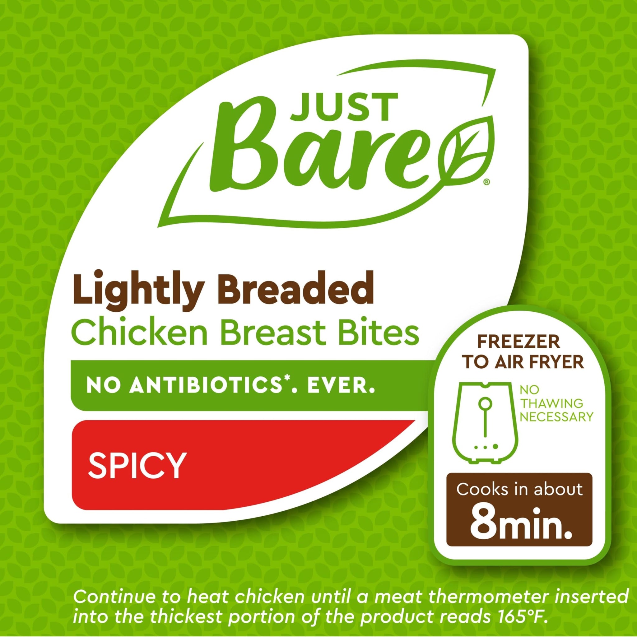 Just Bare® Chicken Lightly Breaded Spicy Breast Bites | Fully Cooked |16 G Protein | Frozen | 1.50 LB