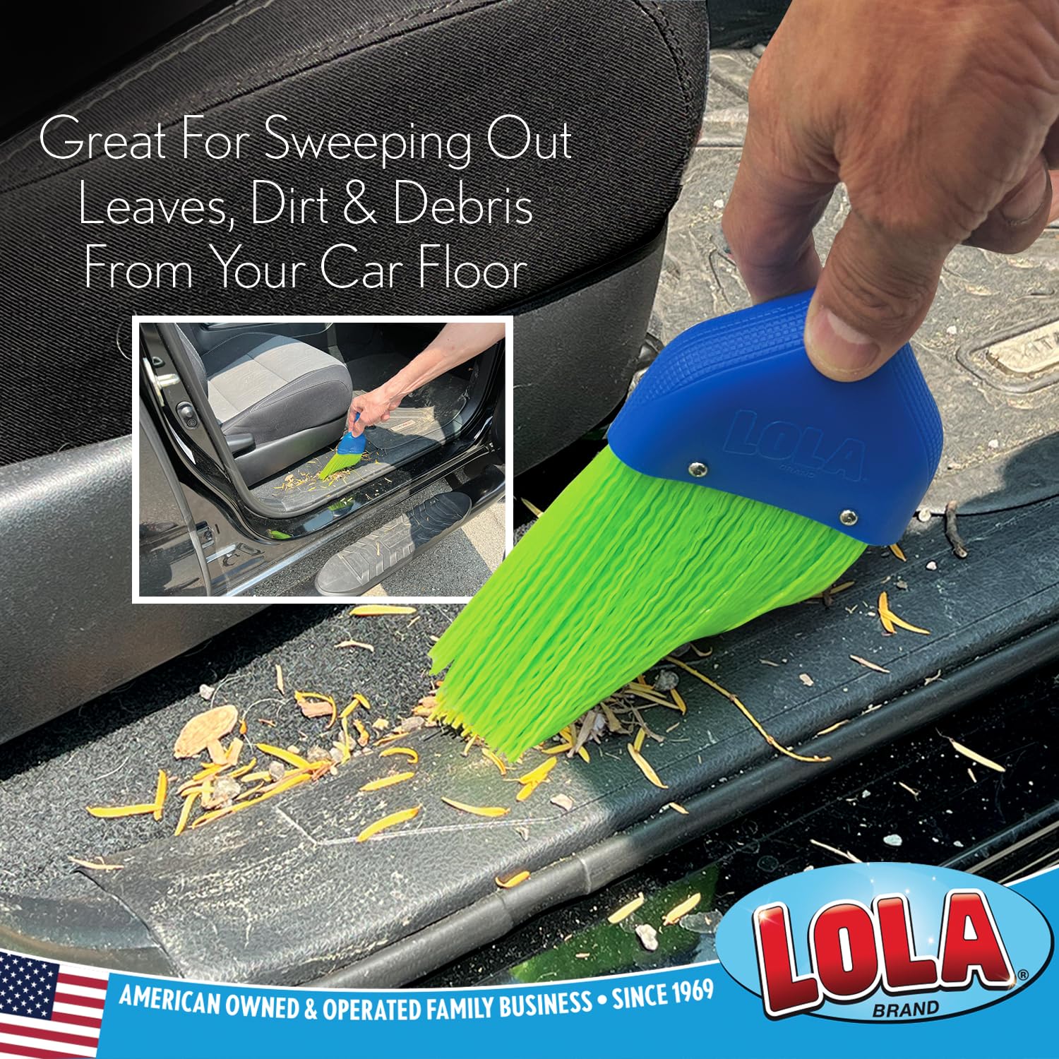 LOLA Heavy Duty Whisk Broom, Hand Brush, Durable Bristles, Whisks Away Dirt & Debris, Compact, Hang Hole for Easy Storage, Indoor/Outdoor, 1 Pack