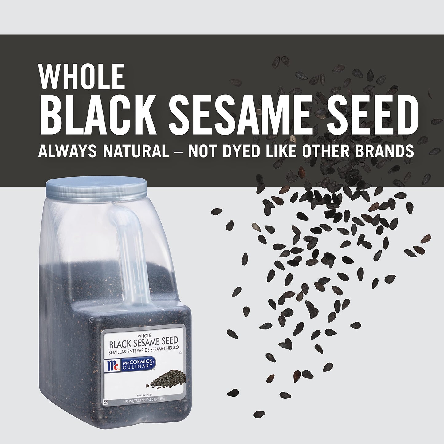 McCormick Culinary Whole Black Sesame Seed, 5.5 lb - One 5.5 Pound Container of Bulk Black Sesame Seeds for Cooking, Perfect for Asian-Inspired Dishes