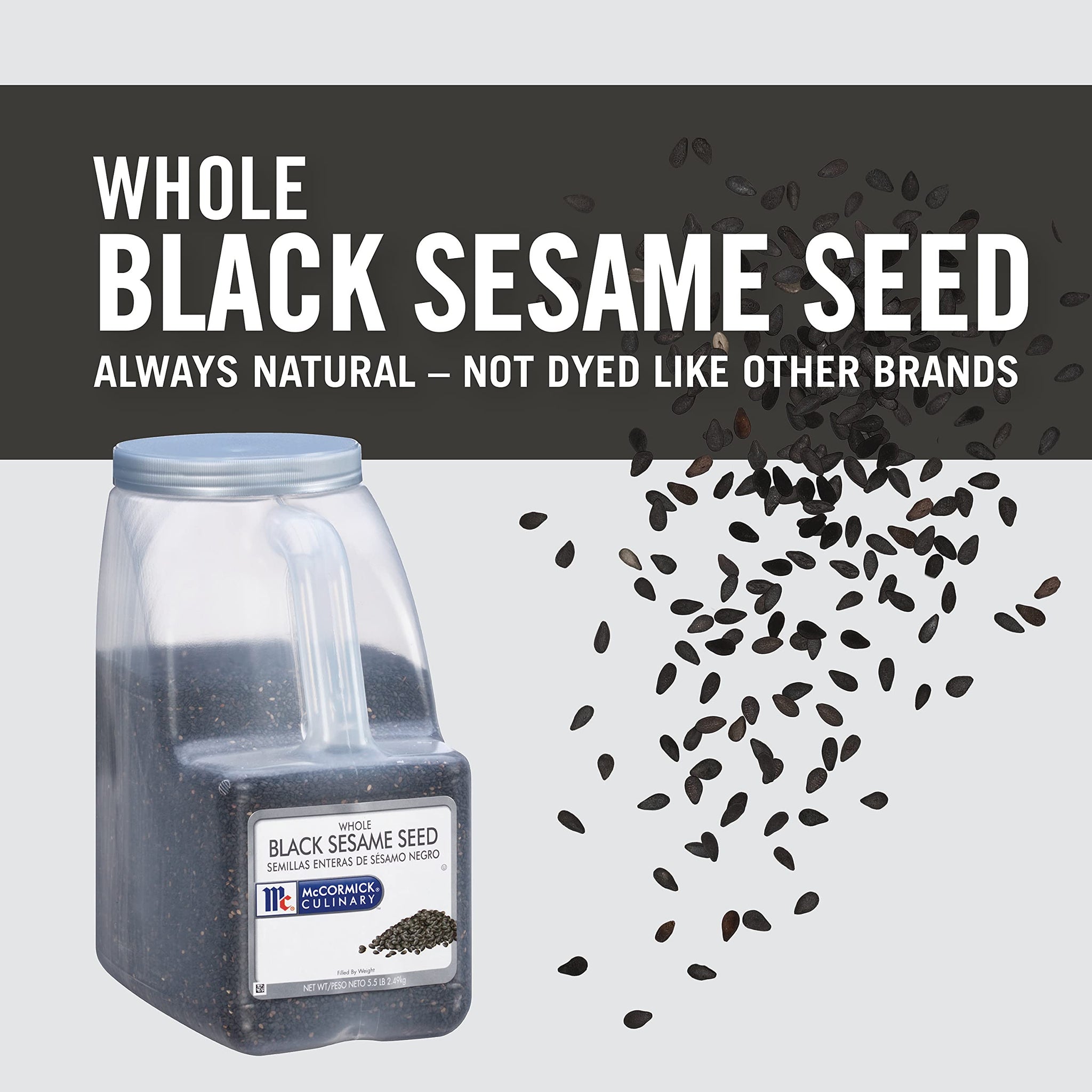 McCormick Culinary Whole Black Sesame Seed, 5.5 lb - One 5.5 Pound Container of Bulk Black Sesame Seeds for Cooking, Perfect for Asian-Inspired Dishes