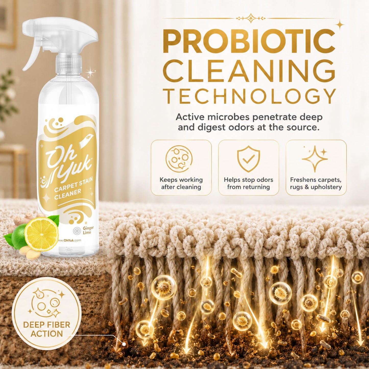 Oh Yuk Carpet Stain Cleaner, Instant Carpet Spot Remover & Upholstery Cleaner - Carpet Cleaner Spray, Stain Remover Spray, Fabric Cleaner, Rug Cleaner