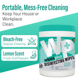 WIPESPLUS Disinfecting Surface Wipes Canister Bleach Free with Lemon Scent for Home and Business, 240 Count